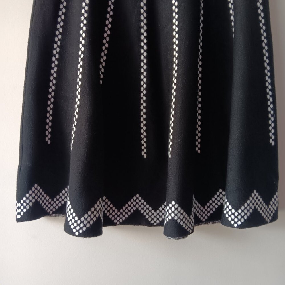 Spense Brand womens large Rayon Nylong knee length skirt Black white design E1 - Picture 6 of 15